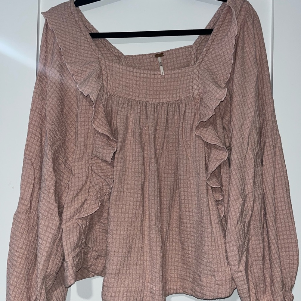 Free People Blush Ruffle Blouse